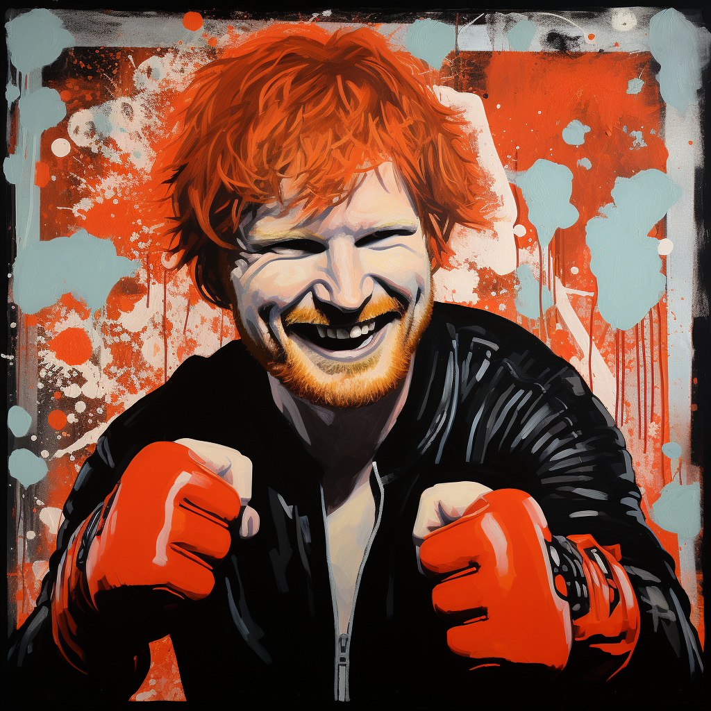 Ed Sheeran smiling as a boxer