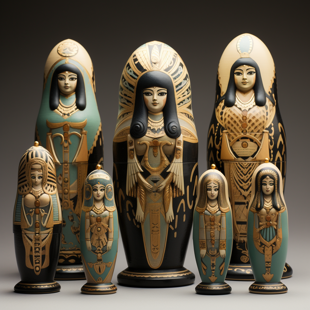 Egyptian Mythology Nesting Dolls - Symbolic and Decorative Set