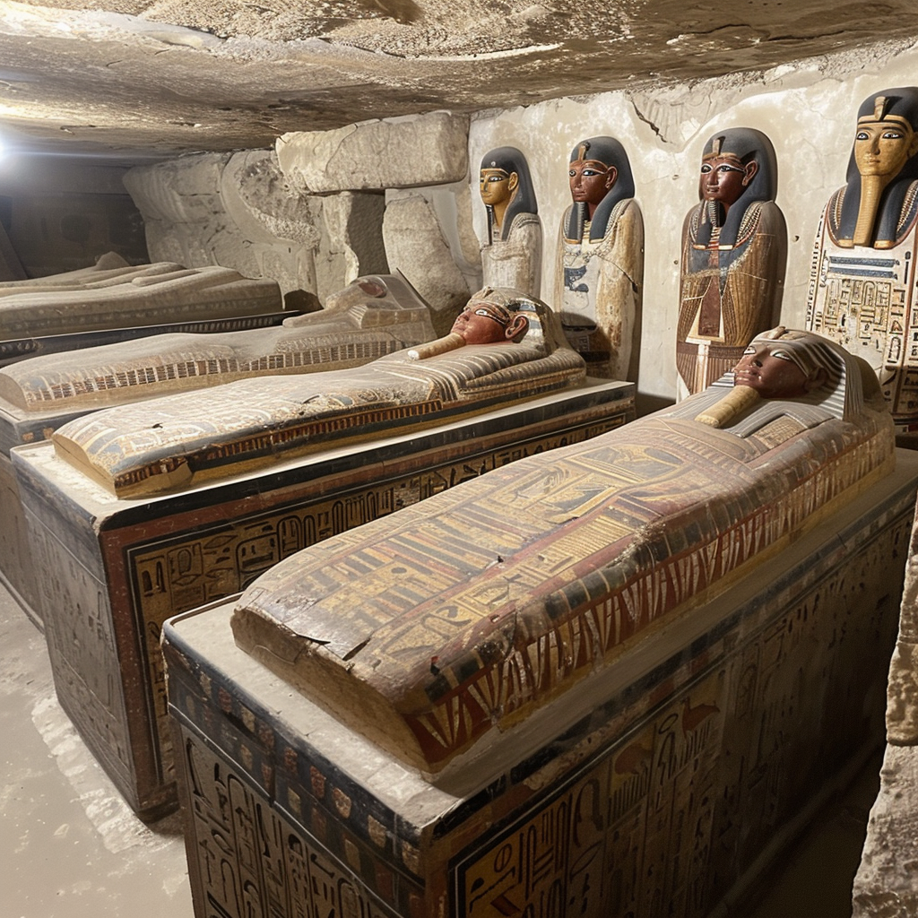 Six empty burial spots in tomb