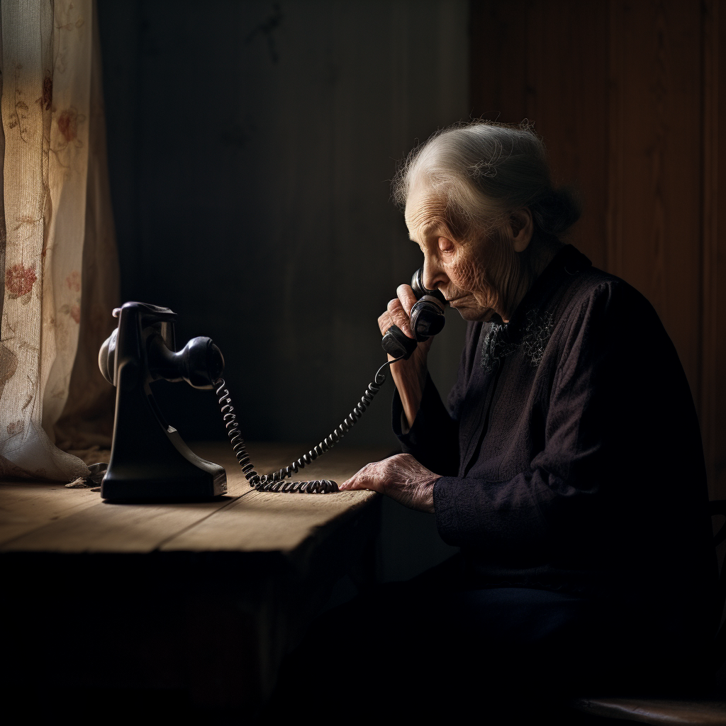 Elderly lady talking on telephone