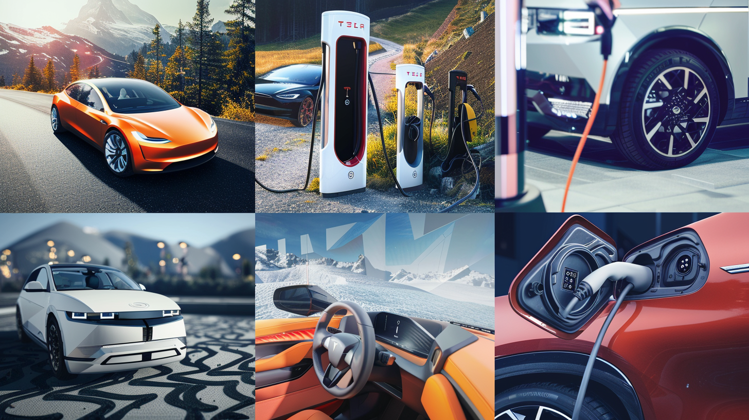 electric vehicles collage photos