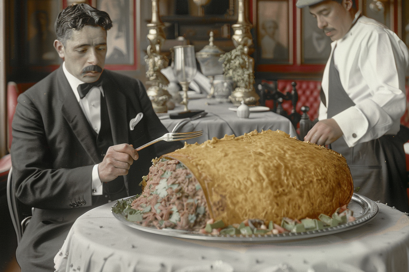 man eating taco at restaurant