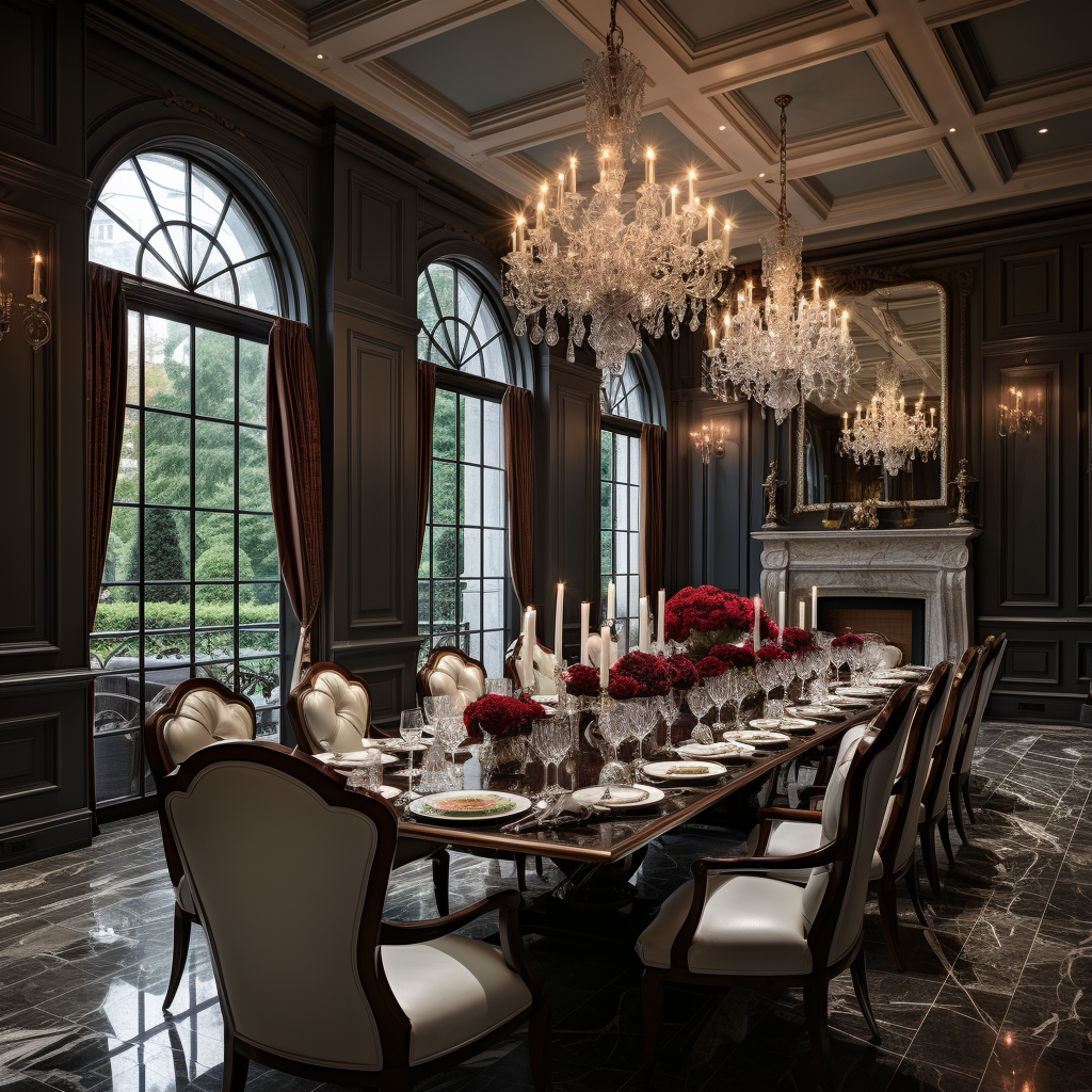 Elegant dining room with luxurious tableware