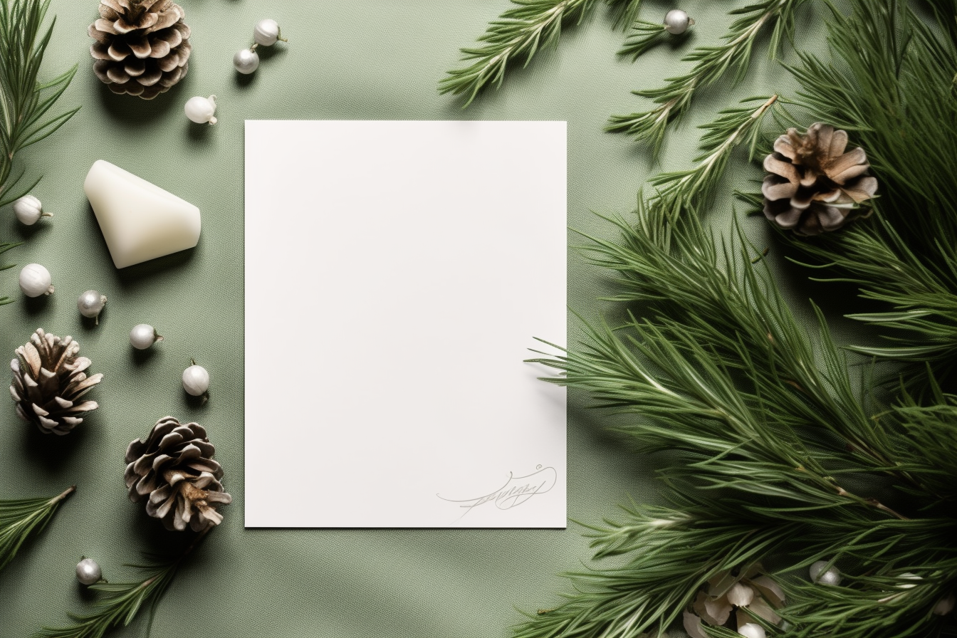 Elegant white mockup card with stylish green color palette