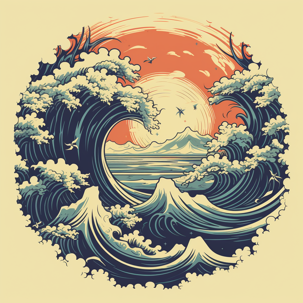 Natural Elements Surf Logo Illustration