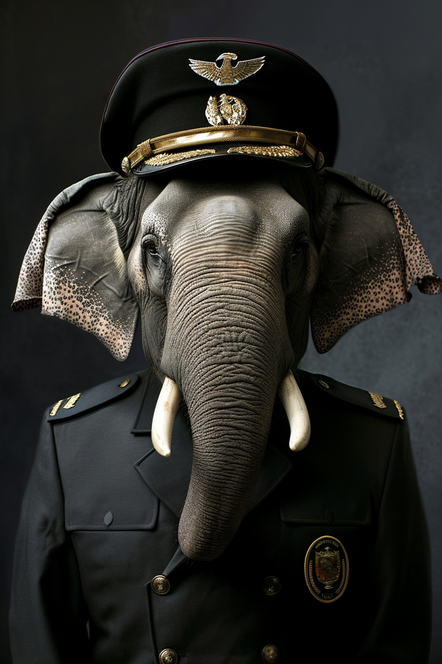 Elephant in Pilot Uniform