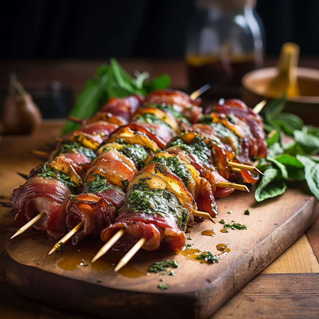 Tasty elevated saltimbocca skewers