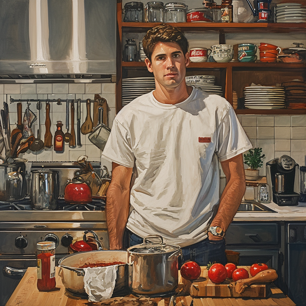 Eli Manning in kitchen