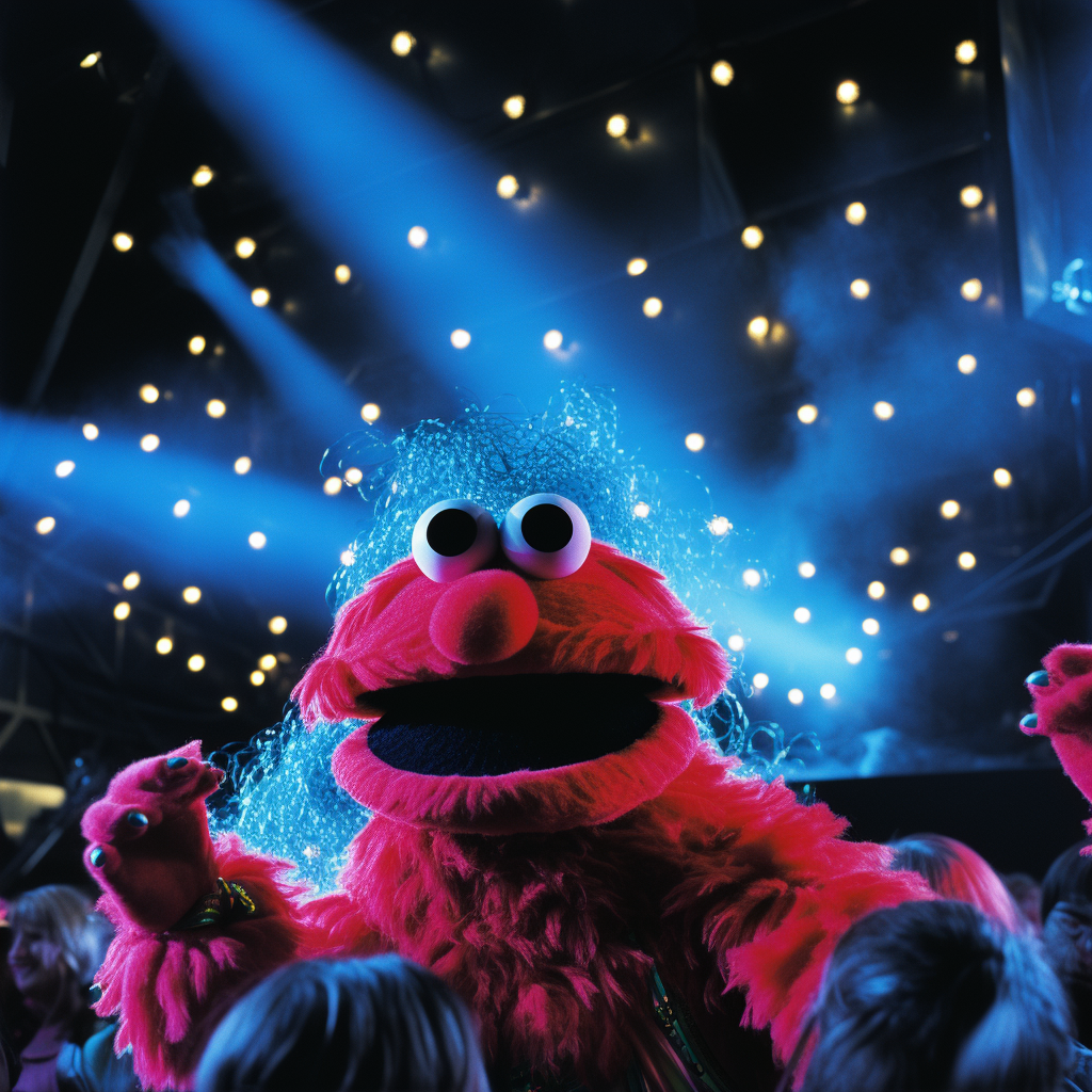 Elmo dancing at a rave