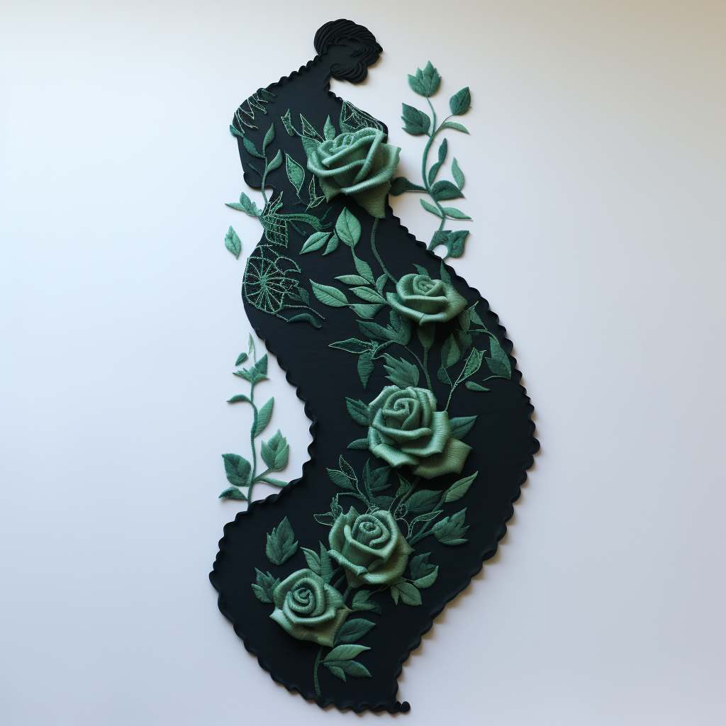 Embroidery with Roses and Mermaid Tail