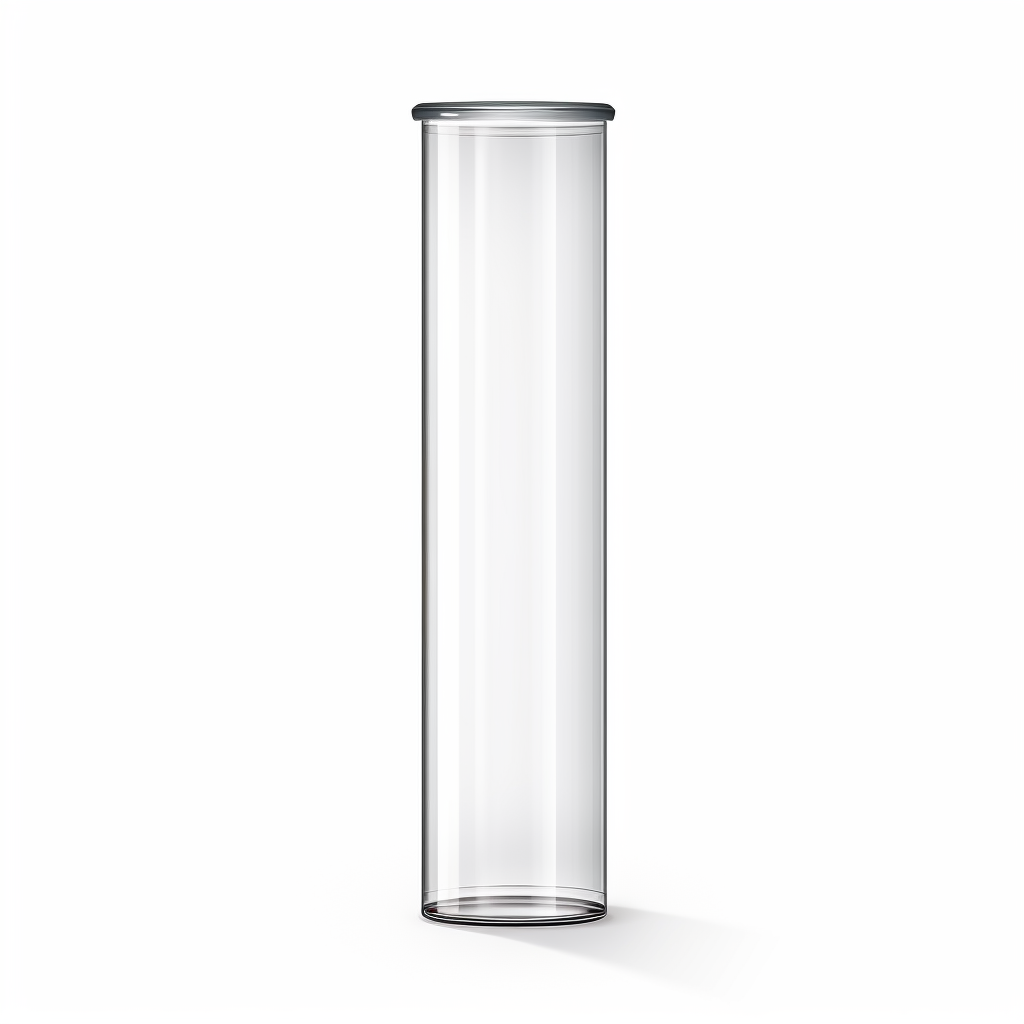 Empty glass vial on white background