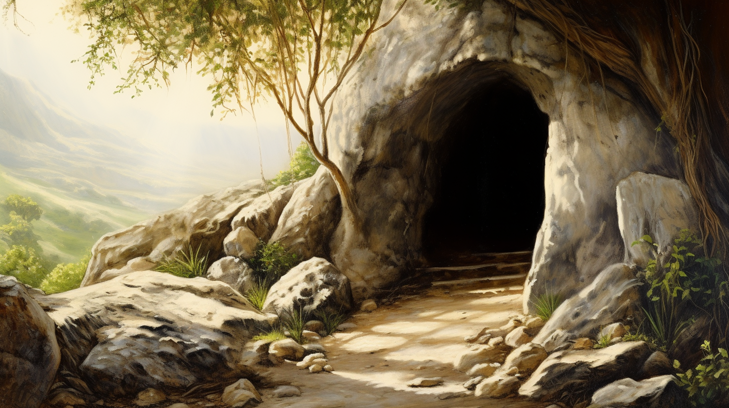 Realistic depiction of the empty tomb of Christ