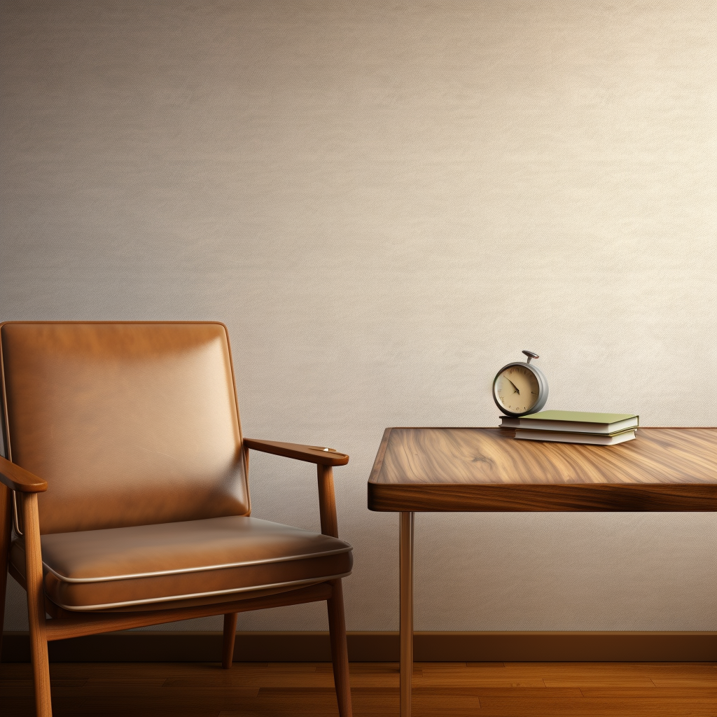 Empty table in a cozy living room