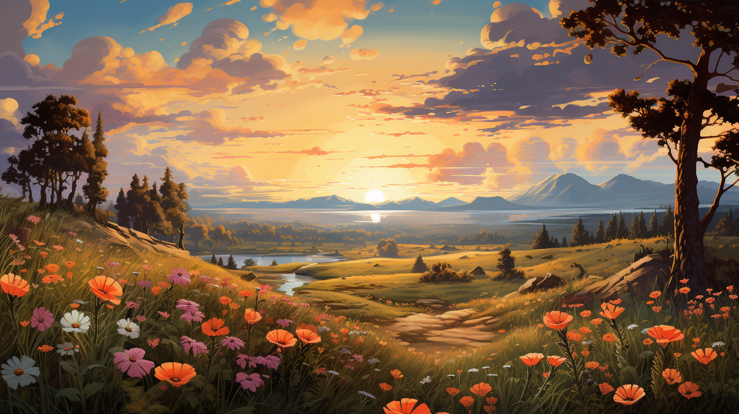 Beautiful end of summer landscape scenery