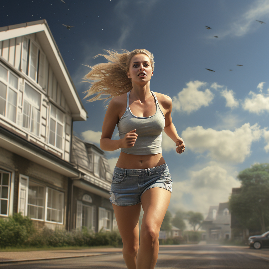 Woman running with full energy