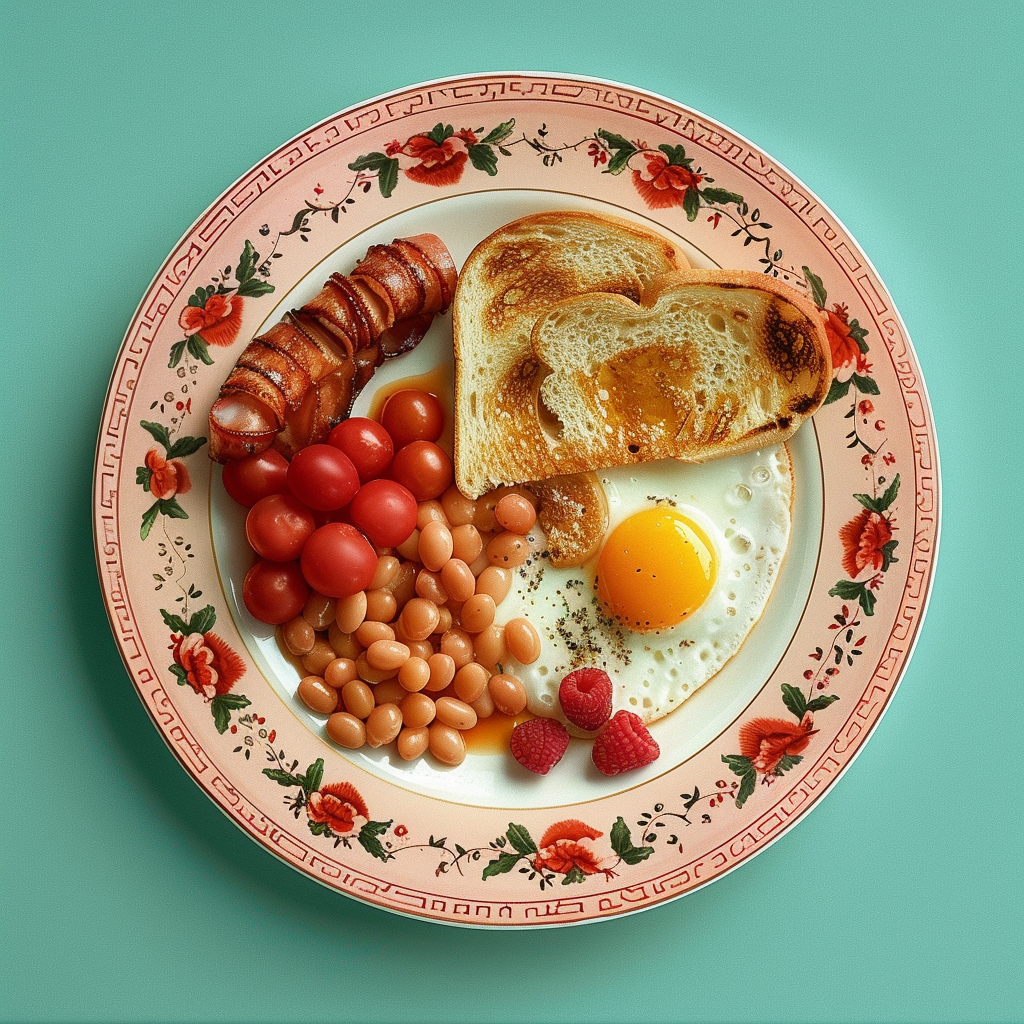 English breakfast in Wes Anderson style