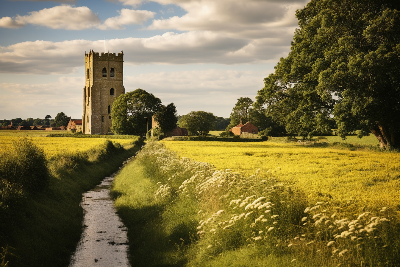 Picturesque English countryside with Norfolk coast