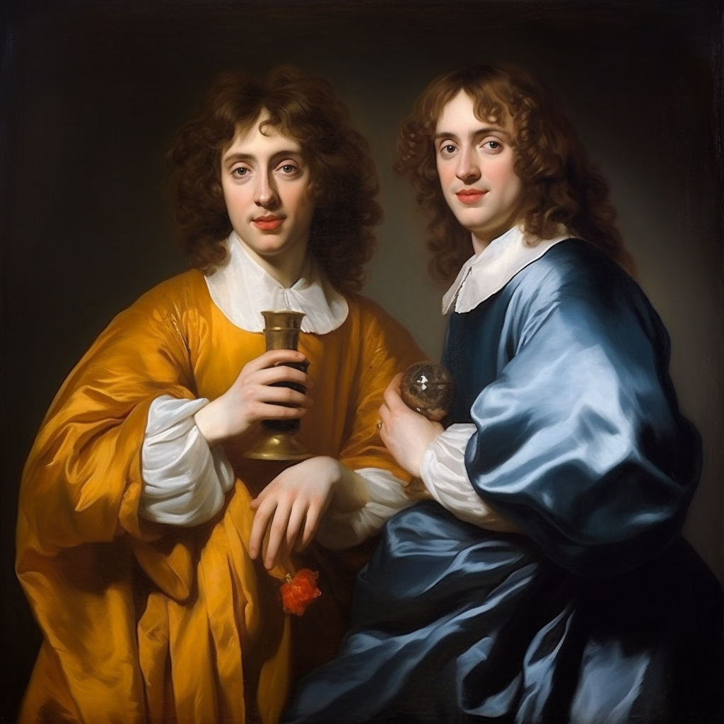 Portrait of English Gentlemen with Brown Bottles