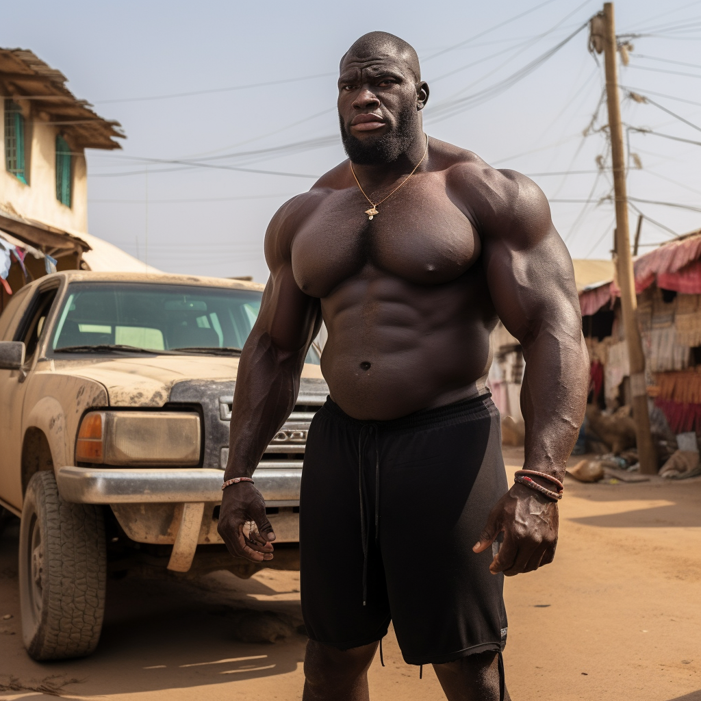 Enormous Black African Giant in Village