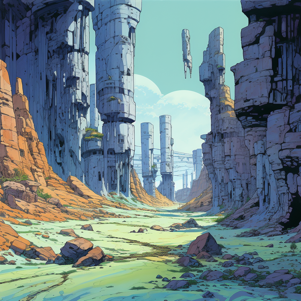 Environment Concept Art in Moebius Style