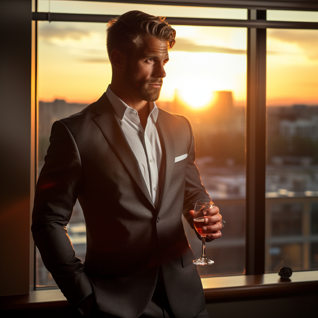 Eric Enjoying Sunset Cocktail in Loft