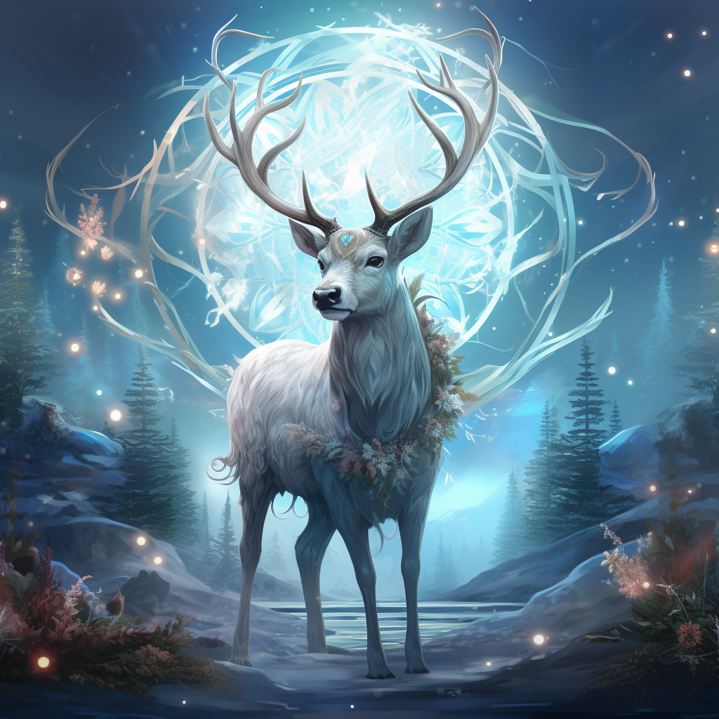 Beautiful ethereal pagan reindeer in Alaska