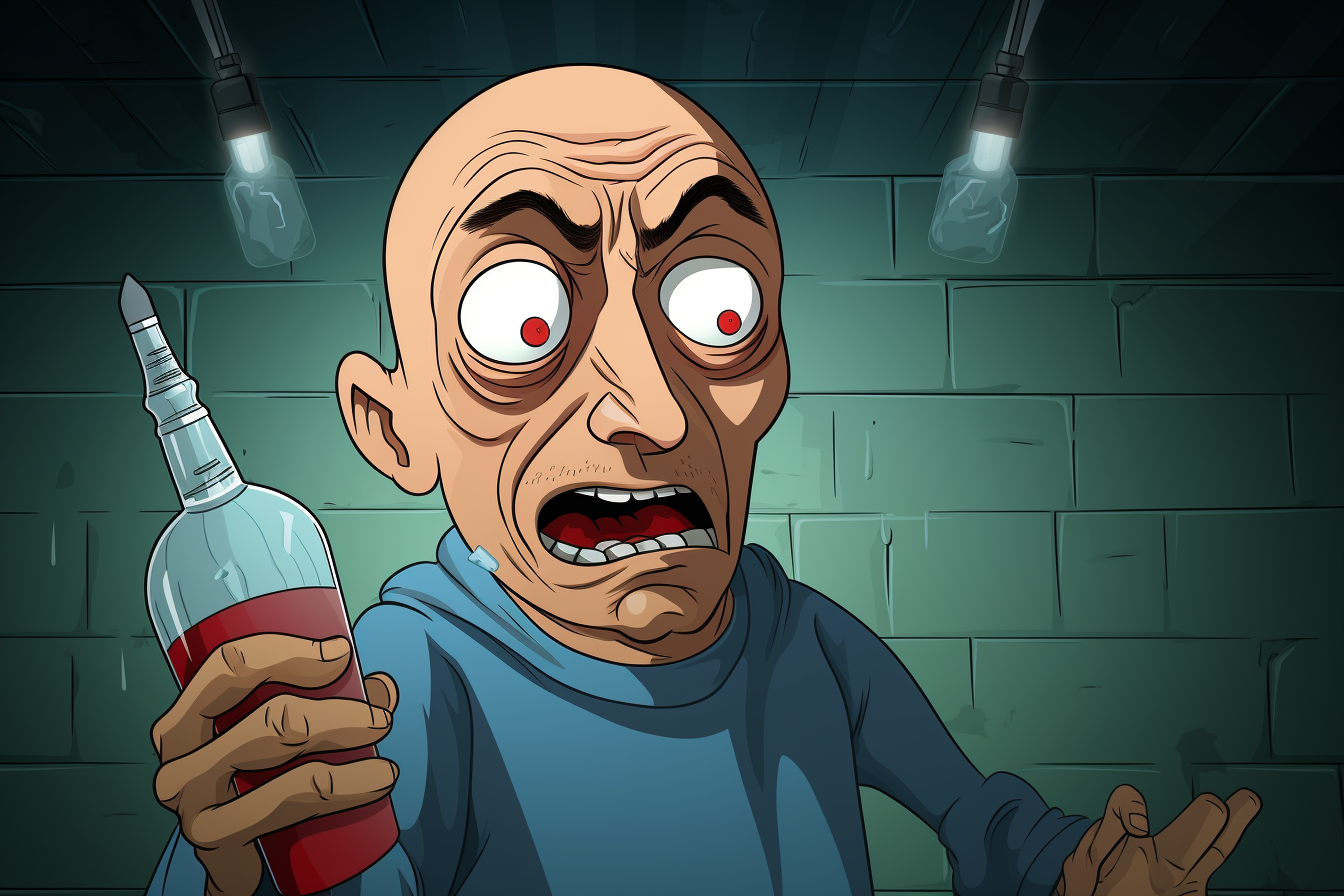 Sinister man wielding syringe in Family Guy animation