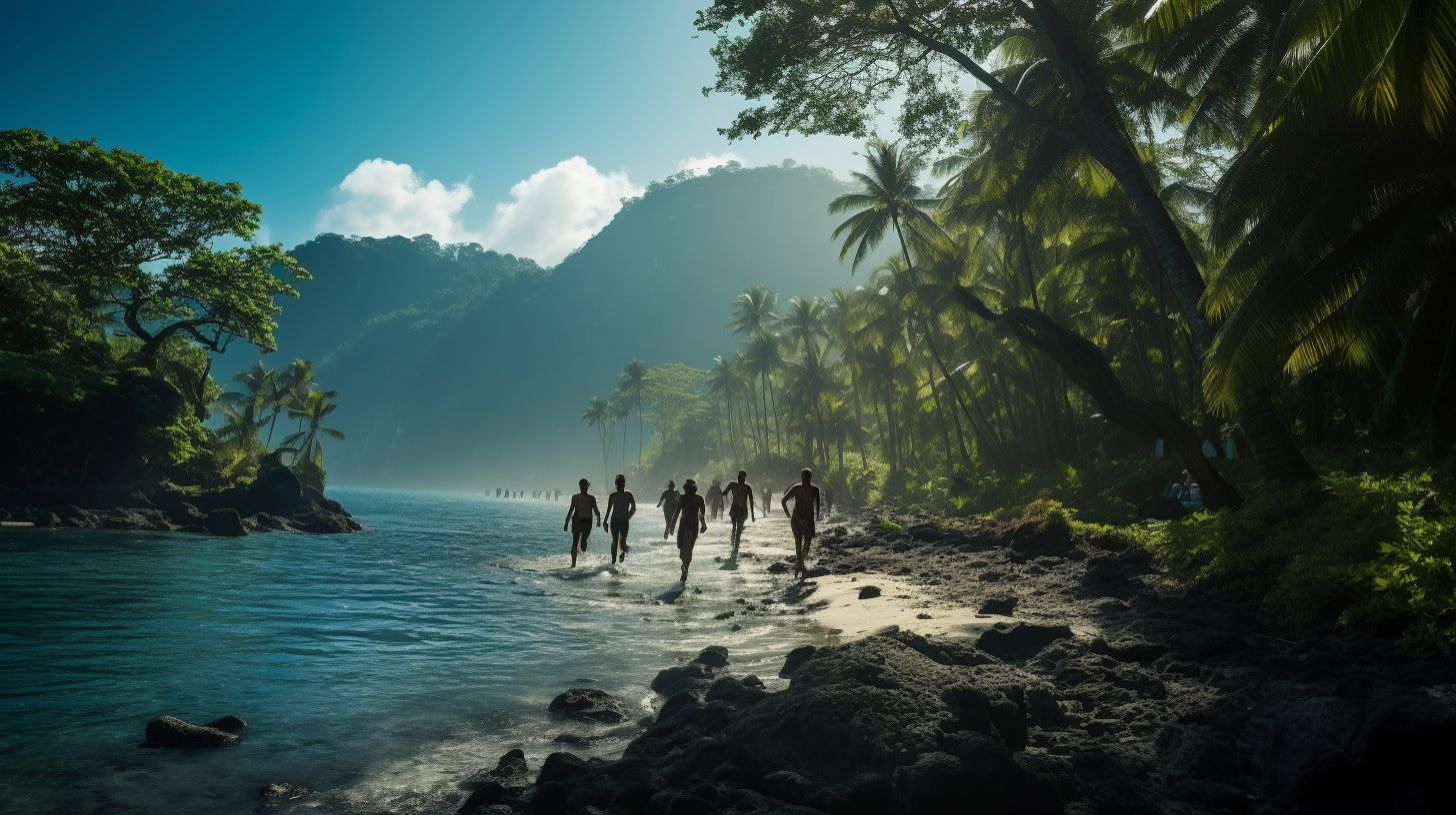 Participants enjoying exotic island running event