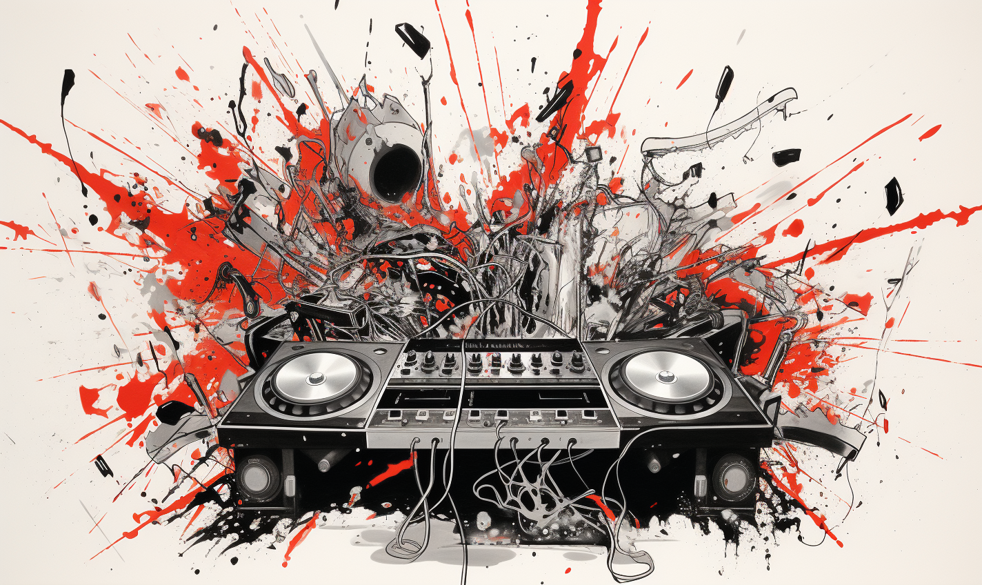 Explosive DJ mixer drawing