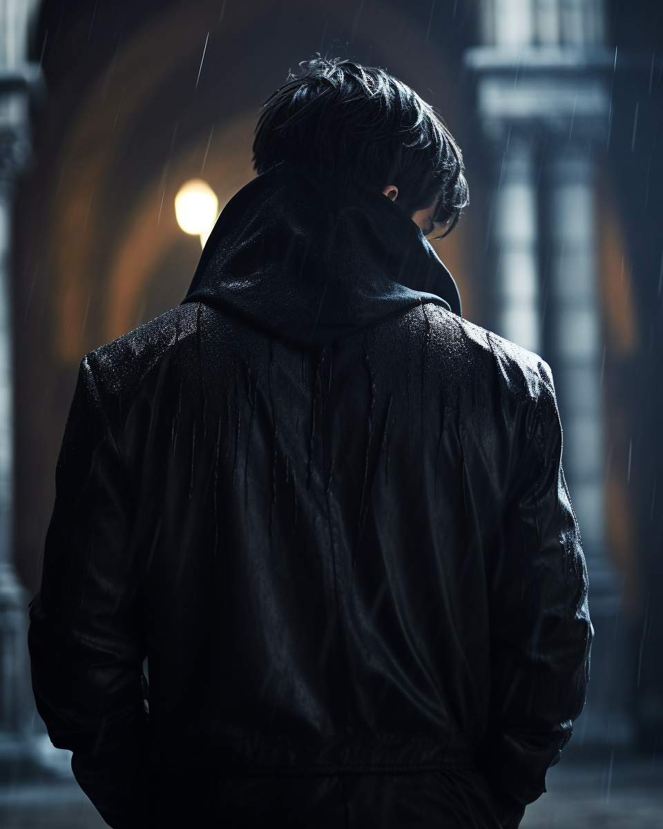 Portrait of a Faceless Young Man in Gothic Church