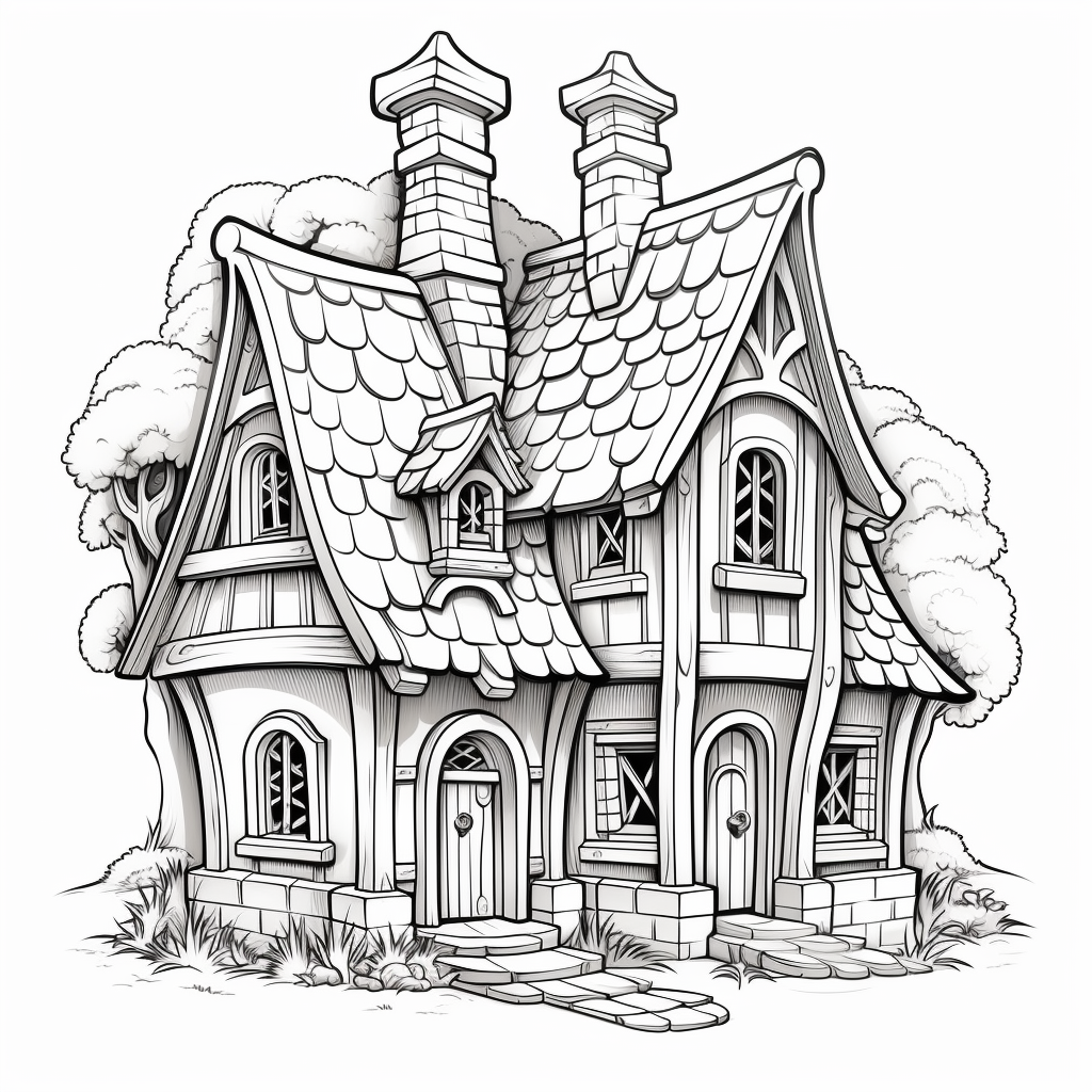 Fairytale house coloring page for kids