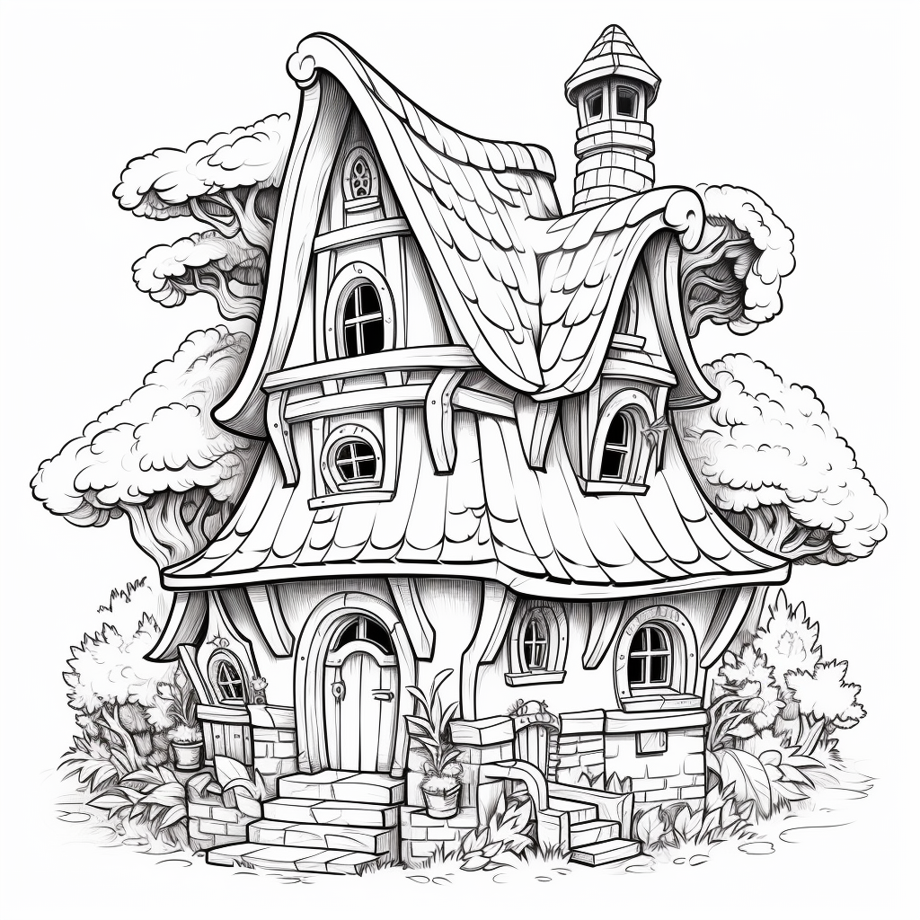 Coloring page of fairytale house