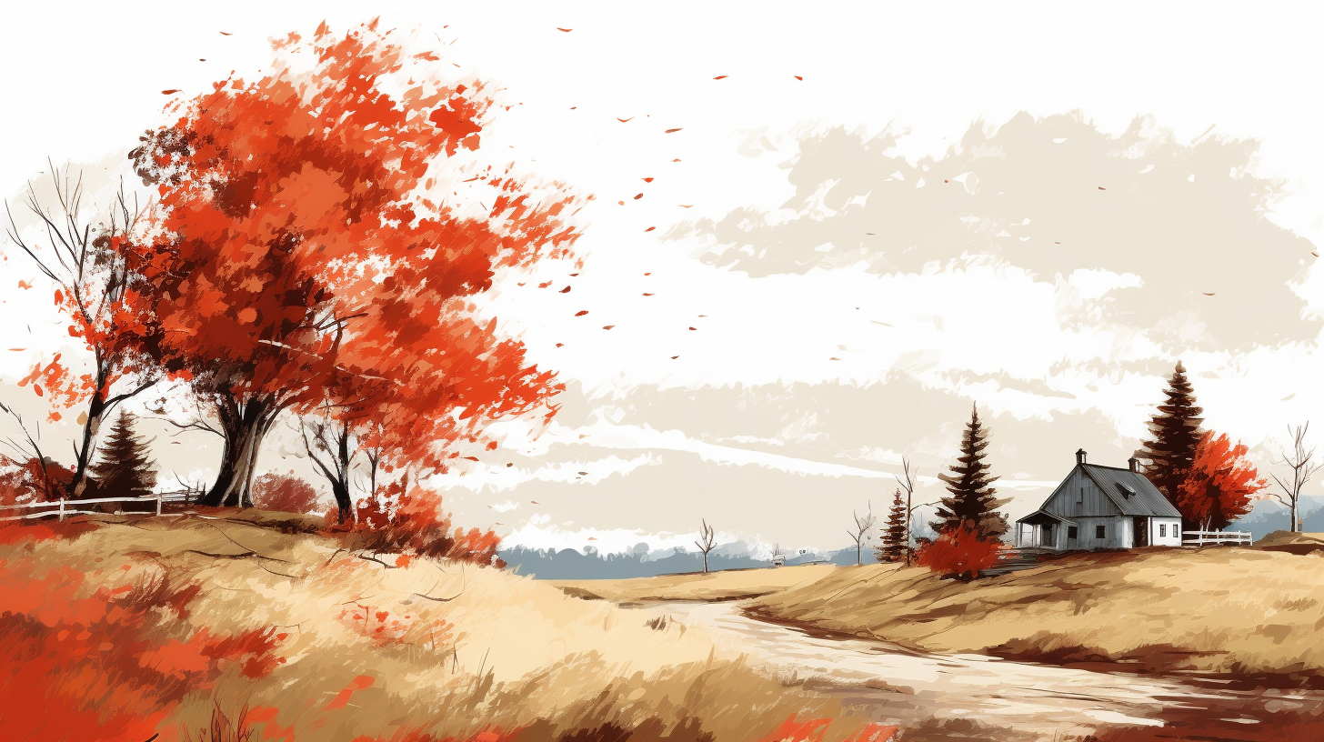 Fall scene with big maple tree