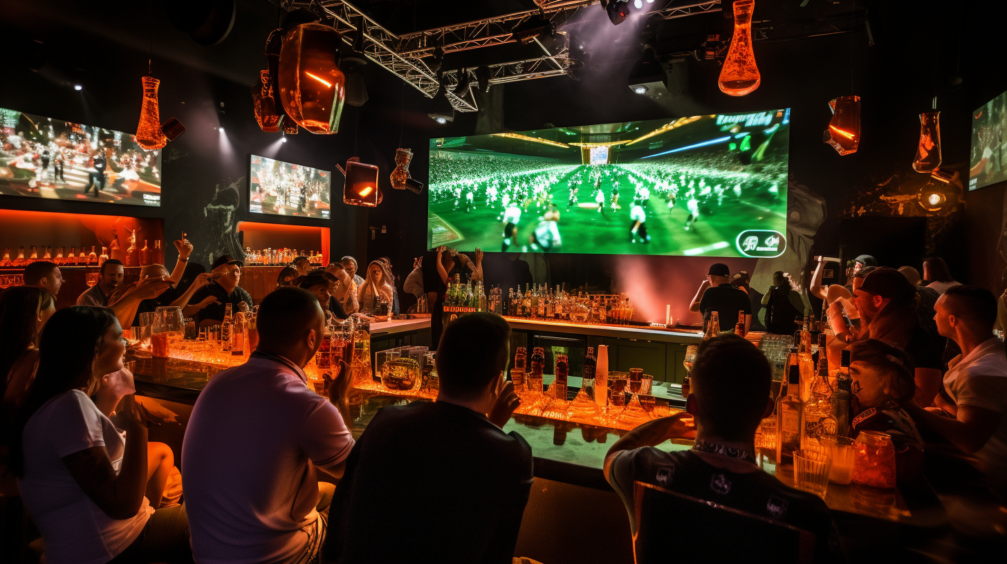 German fans cheering at fan zone bar