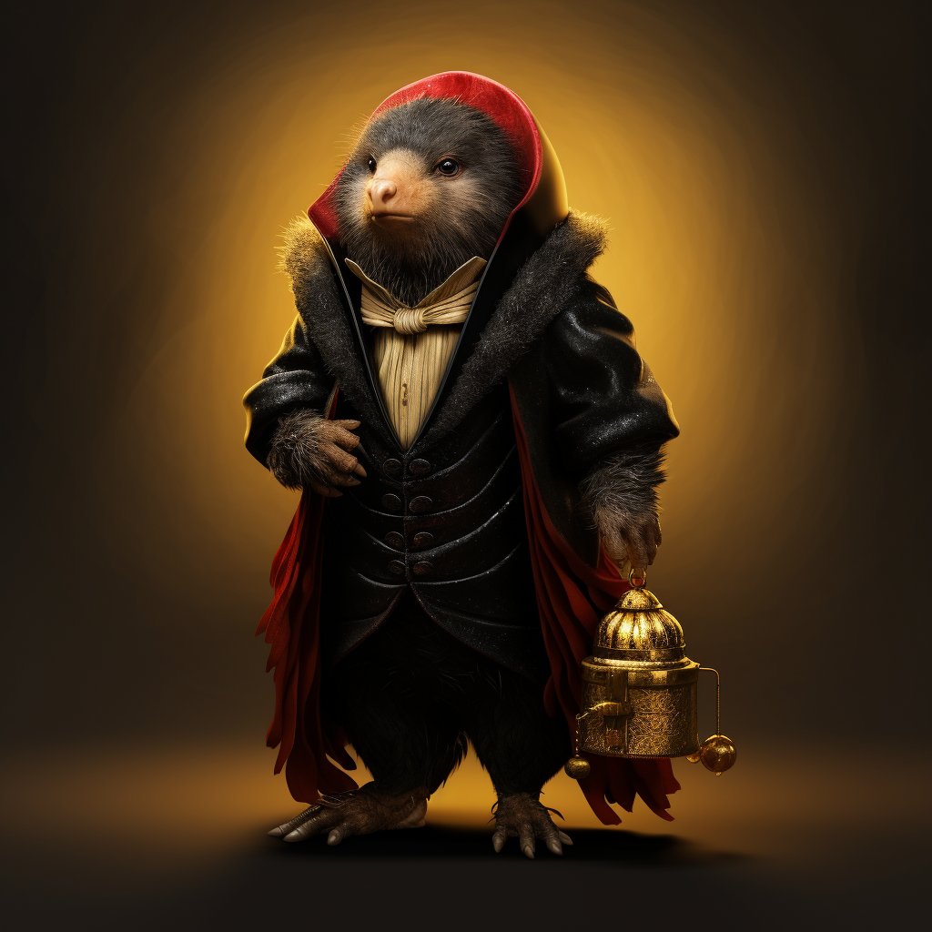 Adorable Niffler character searching for gold