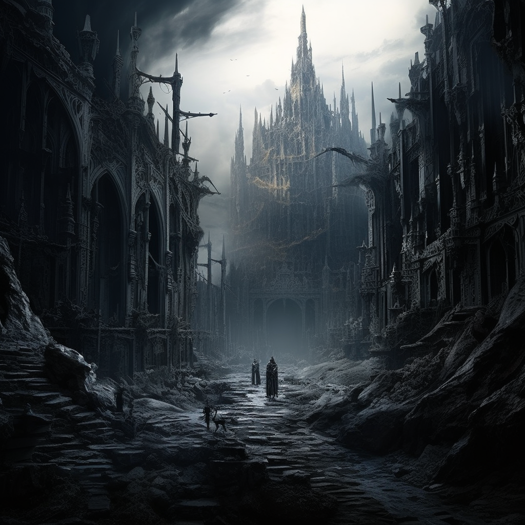 Hyperrealistic dark fantasy kingdom image