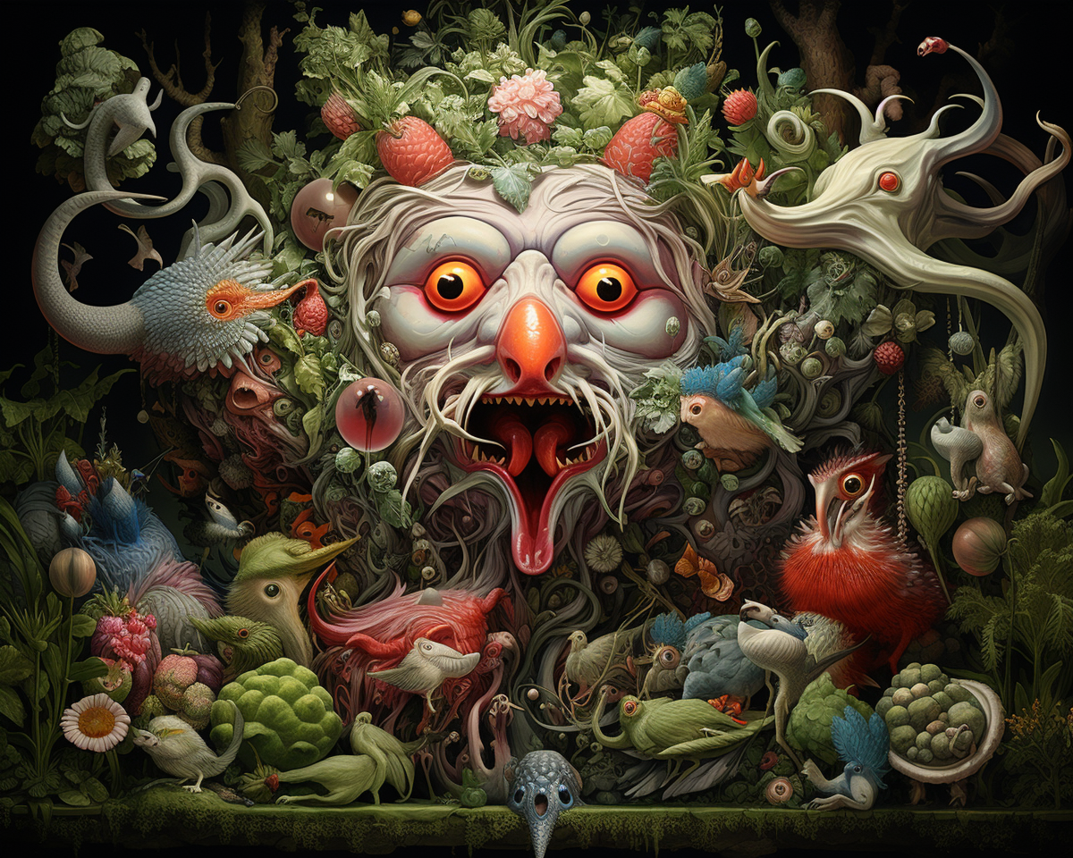 Detailed Mythic Animal Characters in Surreal Settings