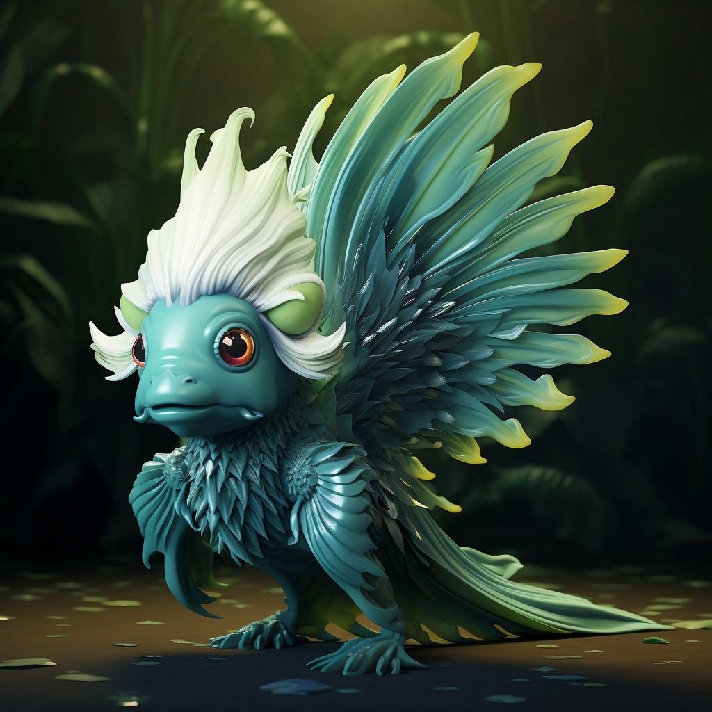 Fantastical fish creature with bird wings and fish fins