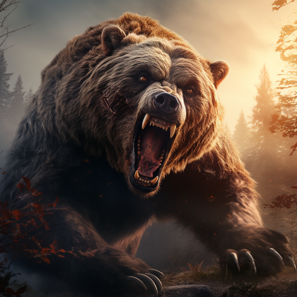 Terrifying Grizzly Bear in Dark Fantasy Painting