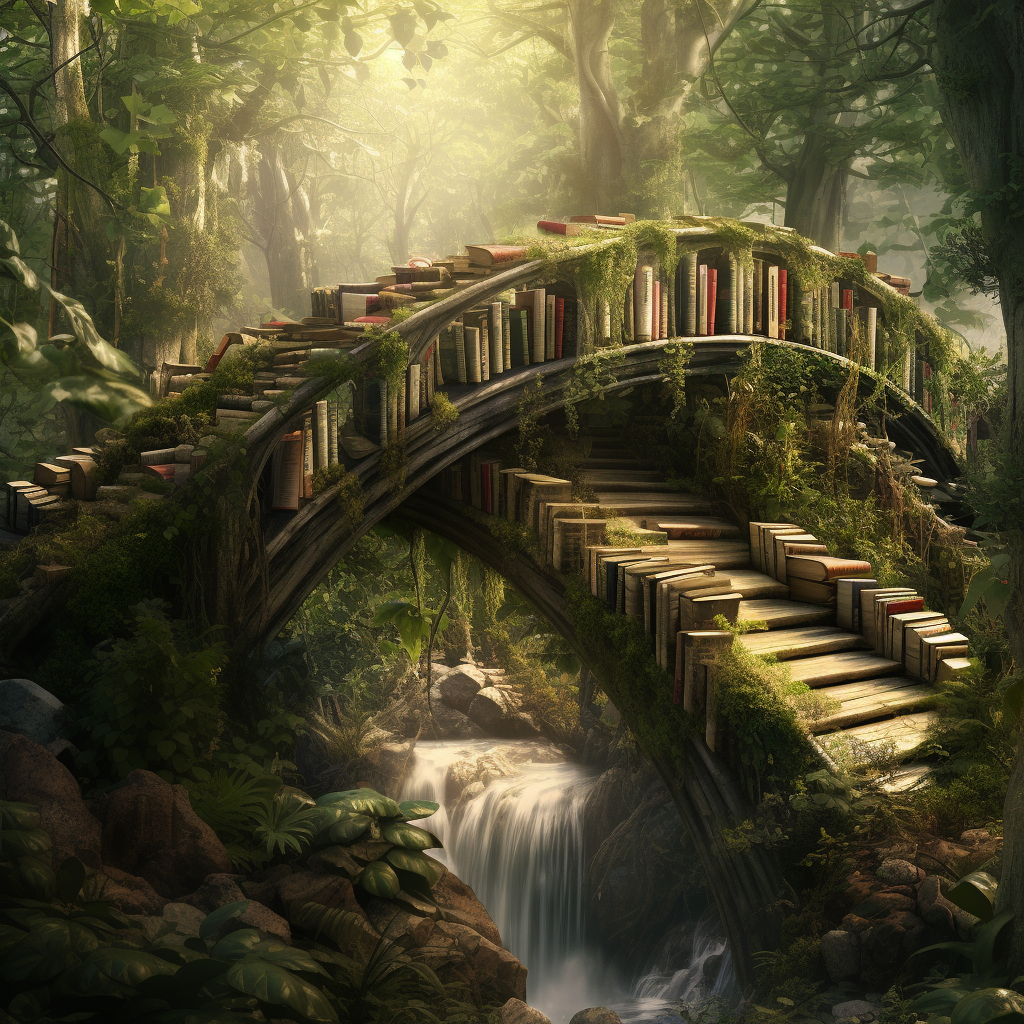 Stunning fantasy bridge in forest