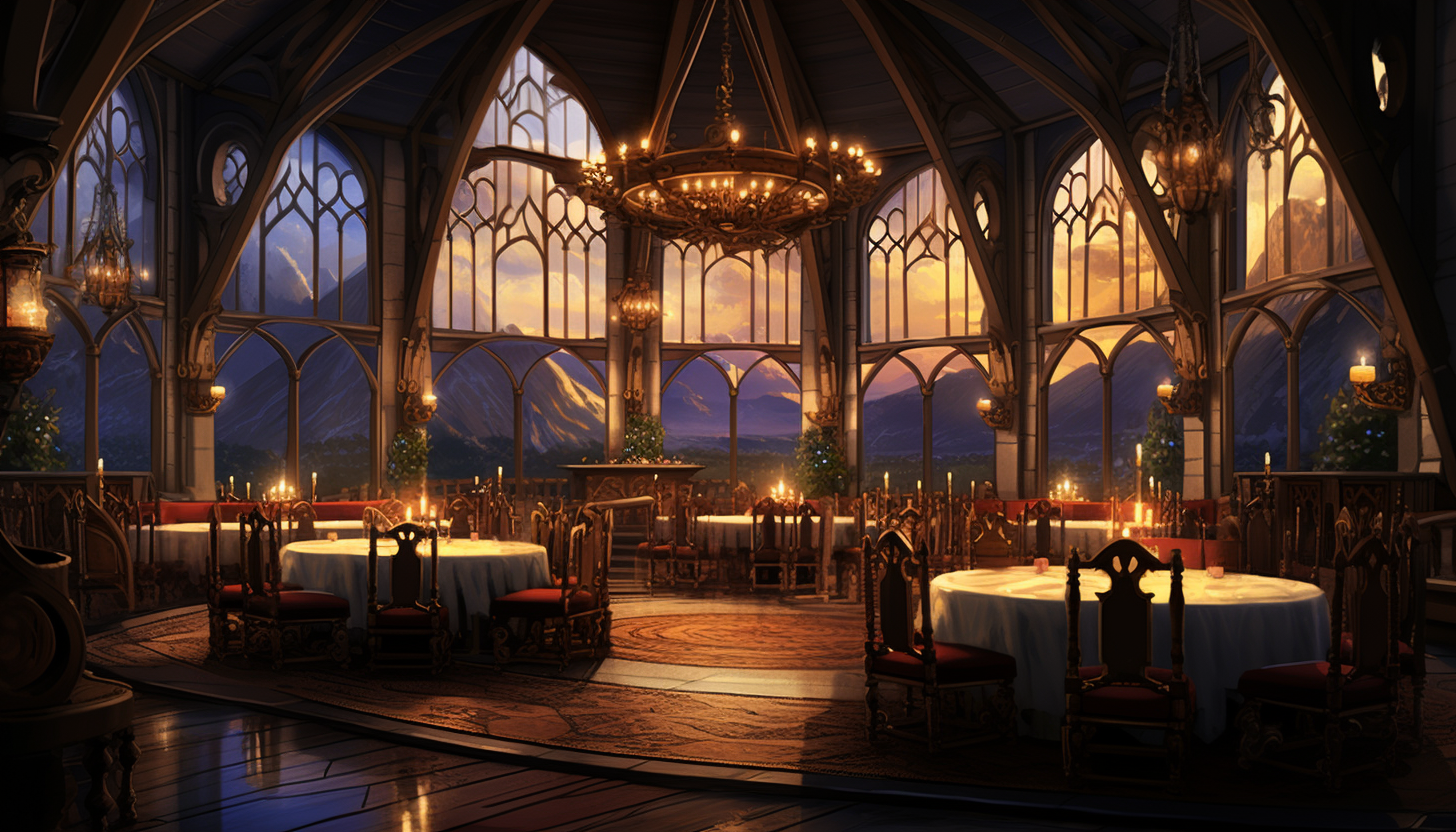 Elegant dining room in a fantasy nobleman's manor