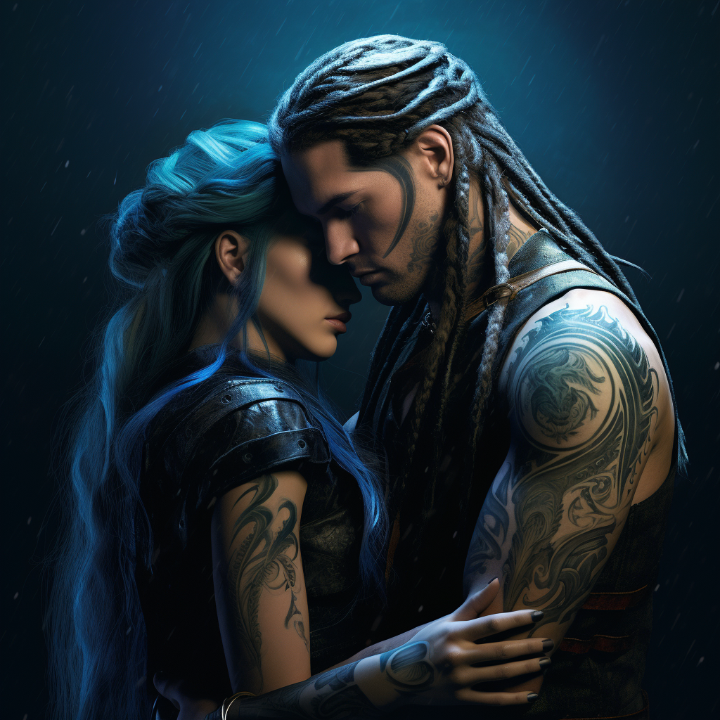 Fantasy Norse Couple Embracing