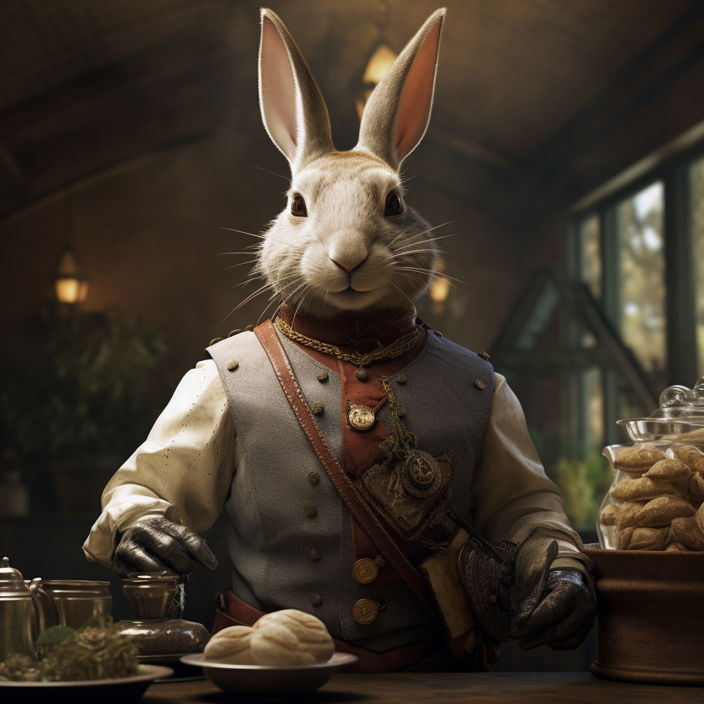 Rabbitlike humanoid medieval waiters