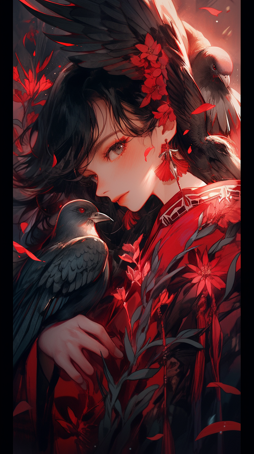 Red and black ethereal fantasy artwork