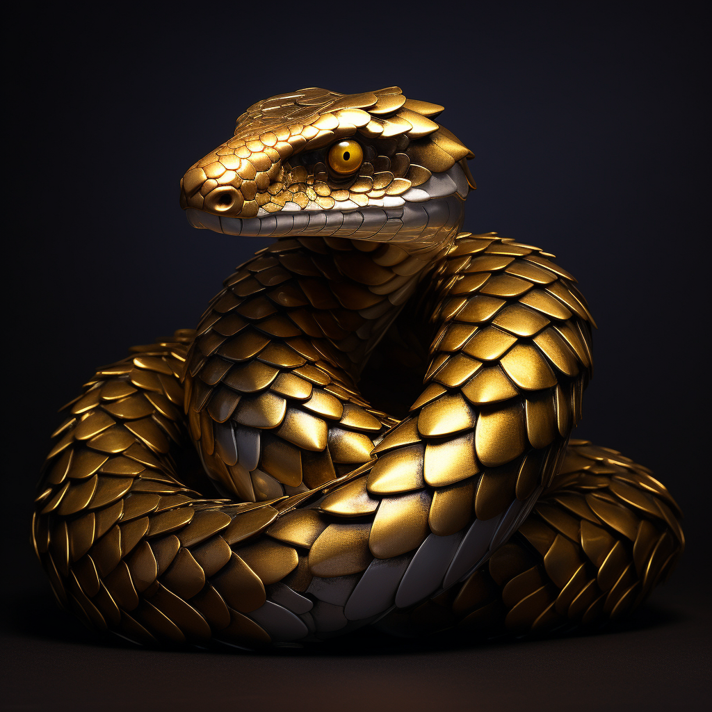 Beautiful fantasy snake with golden scales