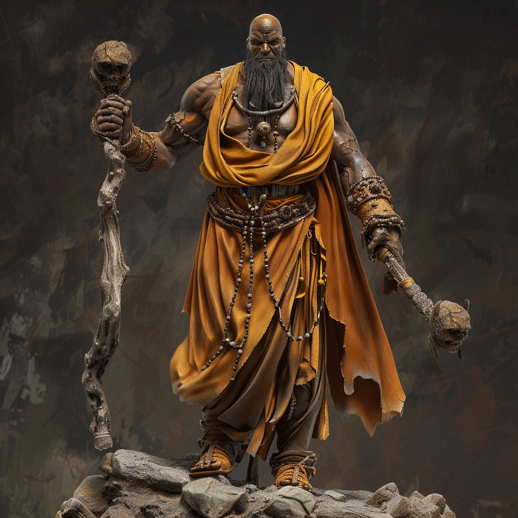 Goliath wearing monk robes fantasy theme