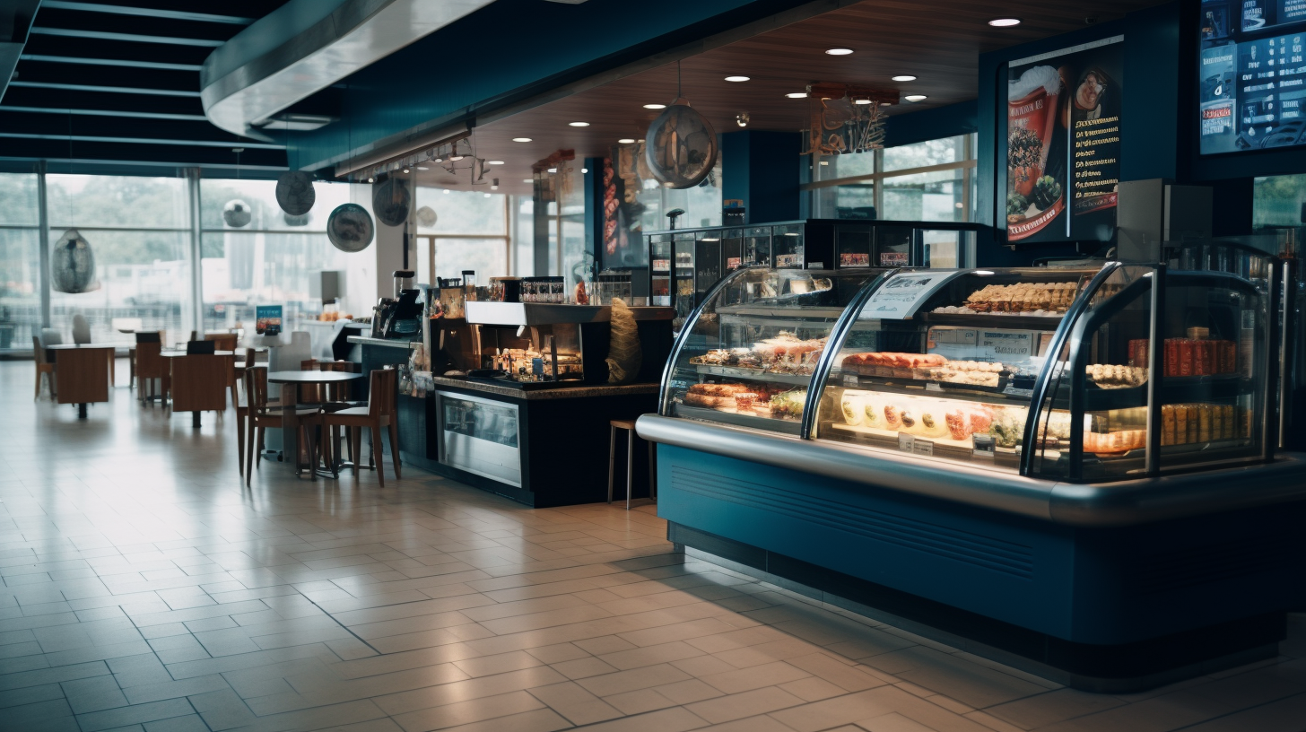 Farmhouse blue crepe shop interior with delectable treats