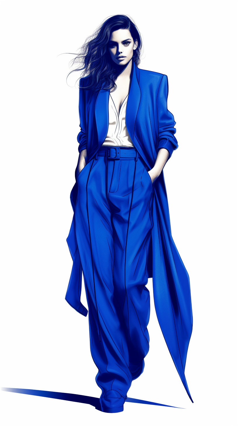 Woman in Oversized Blue Blazer Sketch