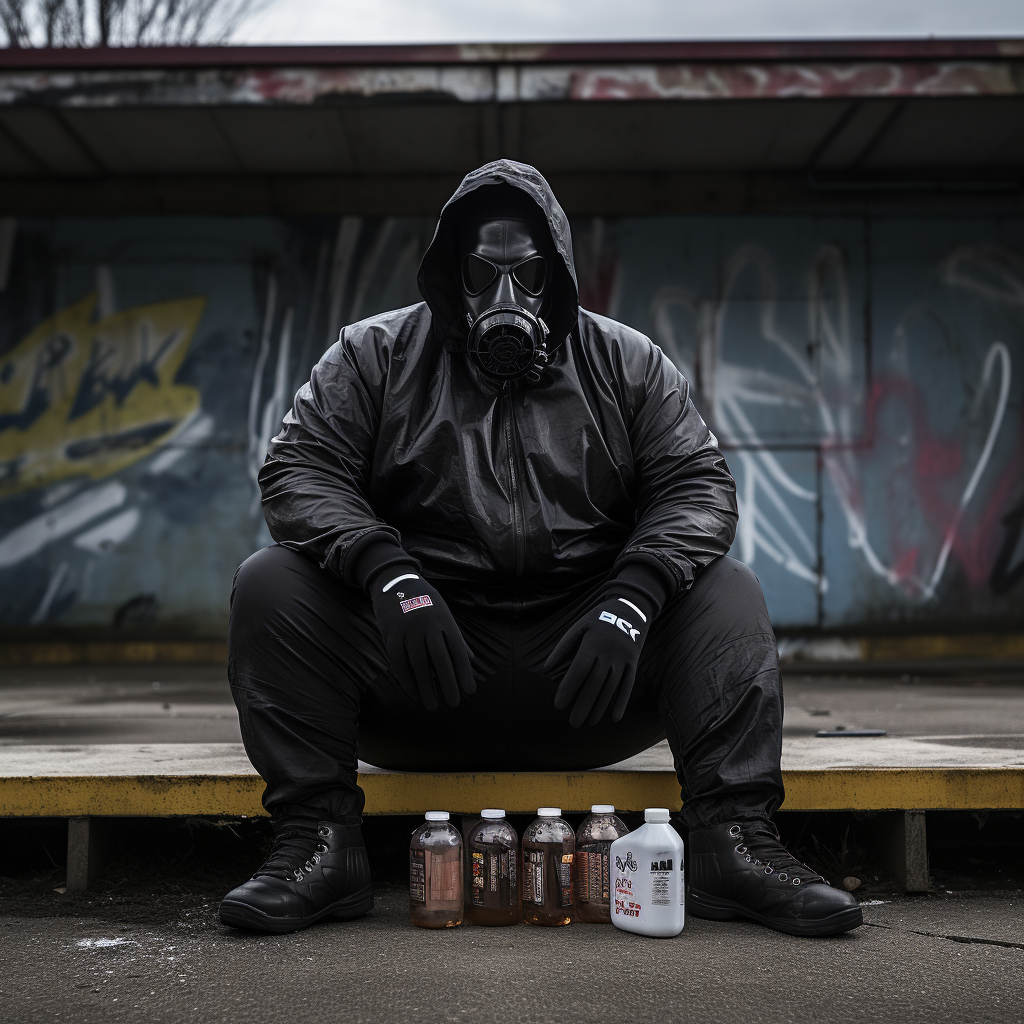 Graffiti artist with spray can