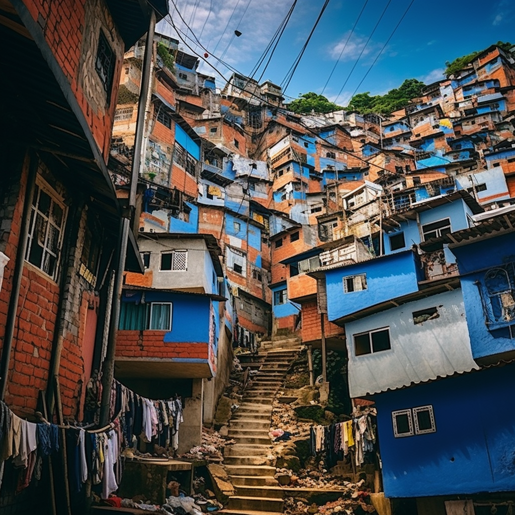 Children in Brazilian Favela Amidst Sewage Problems